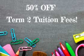 50 percent off term 2 fees